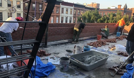 Parapet wall restoration @ 1 Cambridge pl, Brooklyn, ny#Green Point Construction Company