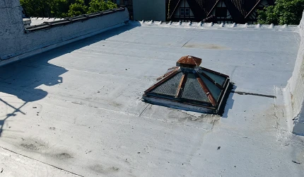Roof completely replaced with skylight replaced and coating at 25 Rutland Rd, Brooklyn, Ny